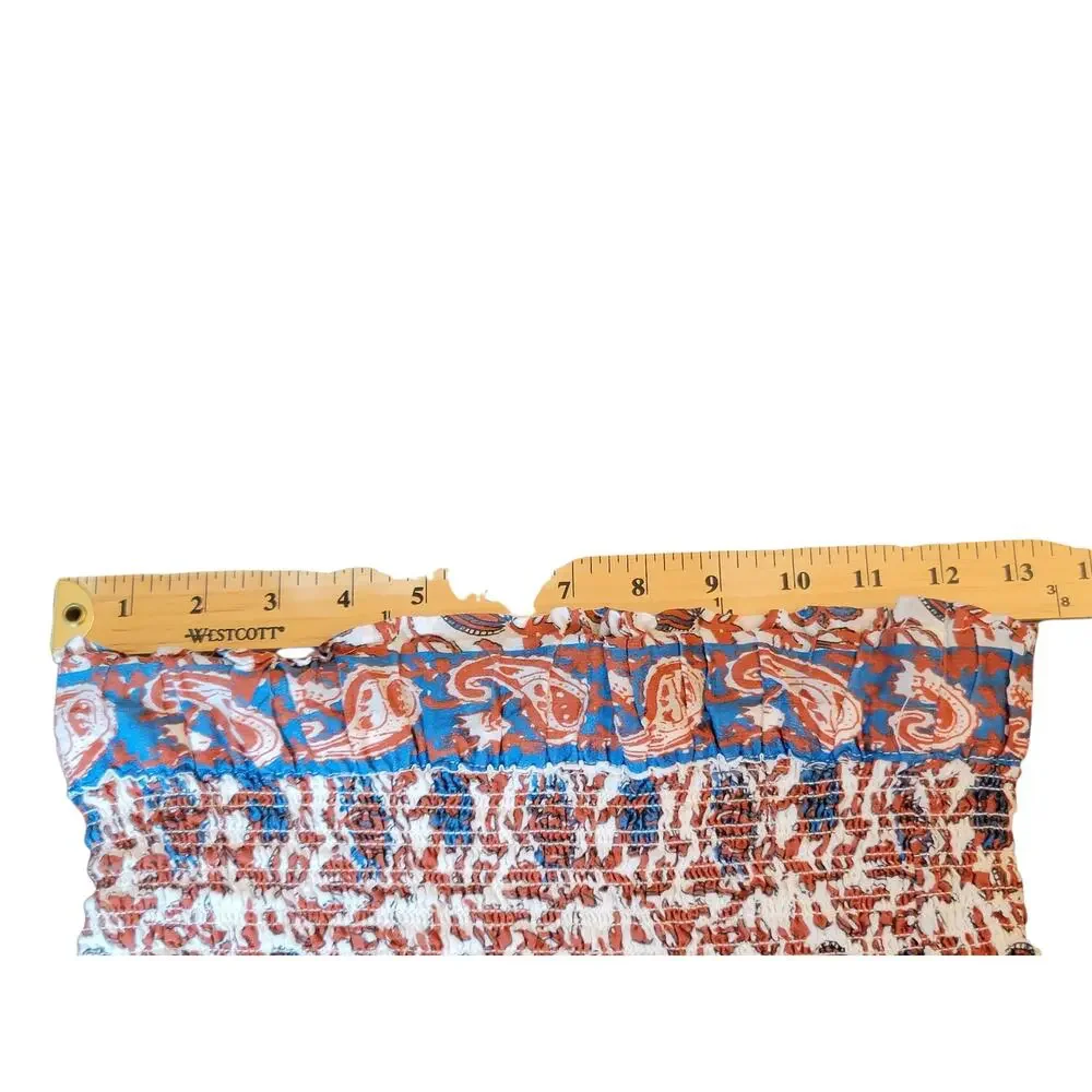 House of Harlow 1960 Tiered Boho Preppy Print‎ Smocked Skirt Women's Size Small
